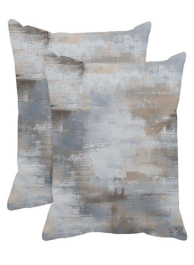 Britimes Throw Pillow Covers Modern Home Art Decor, 18 x 18 Inches Set of 2 Abstract Oil Painting Pillowcases for Bedroom, Living Room, Cushion Couch Sofa, Abstract Beige Grey Blue - Image 1